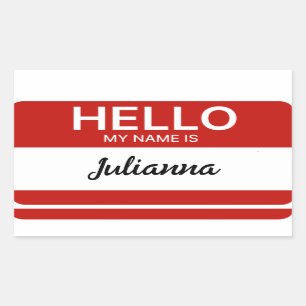 Adesivo Retangular Red Hello Meu Nome é Funcionário ou Nome de etique