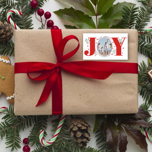 Adesivo Retangular Red Joy com a foto de Natal das bagas