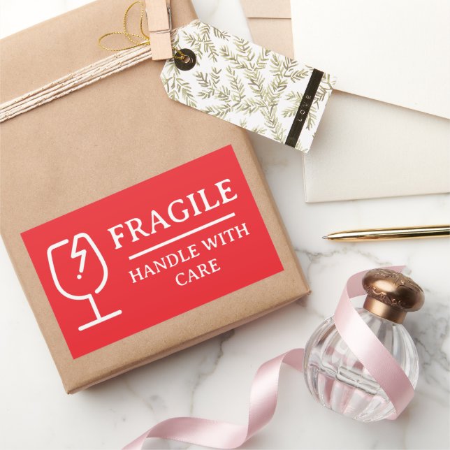 Adesivo Retangular Red Professional Fragile Handle With Care (Presentear)