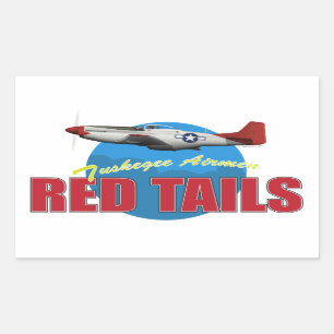 Adesivo Retangular Red Tail Tuskegee Airmen com P-51
