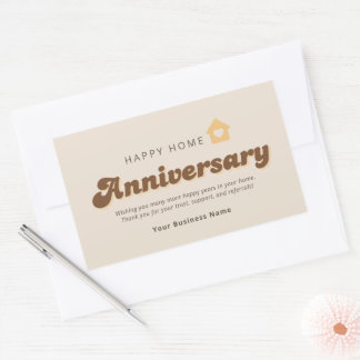Adesivo Retangular Referência de Aniversário de Casa de Imóveis Retro