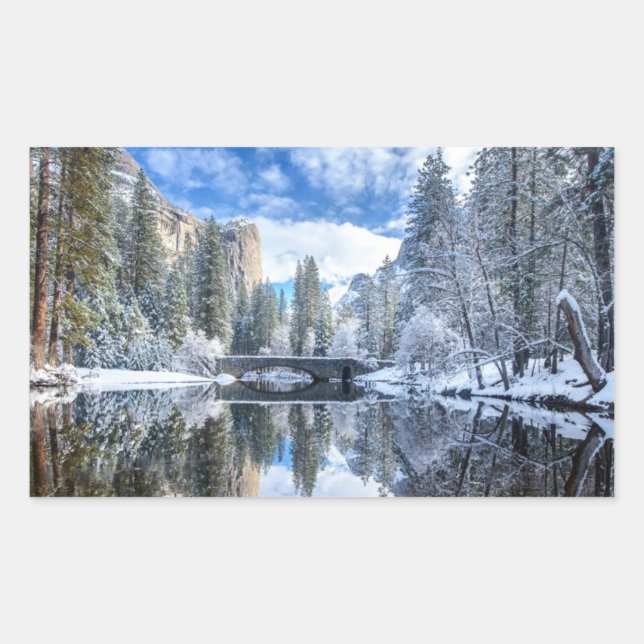 Adesivo Retangular Reflexão do inverno em Yosemite (Frente)