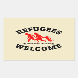 Adesivo Retangular Refugiados Bem-vindos Tragam suas famílias