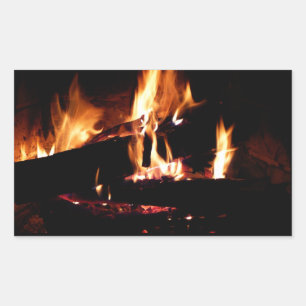 Adesivo Retangular Registros na fotografia de fogo quente da Lareira