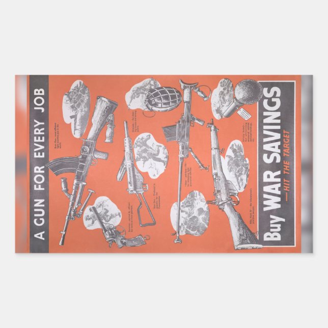 Adesivo Retangular Reimpressão da poster de guerra britânica (Frente)