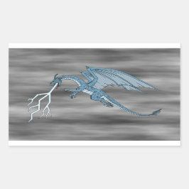 Adesivo Retangular Relâmpago Blue Dragon Spitting