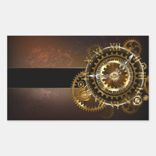 Adesivo Retangular Relógio steampunk com engrenagens antigas