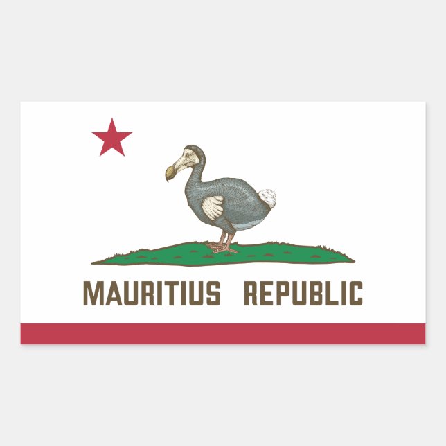 Adesivo Retangular República Maurícia, Califórnia, Bandeira Dodo (Frente)
