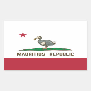 Adesivo Retangular República Maurícia, Califórnia, Bandeira Dodo
