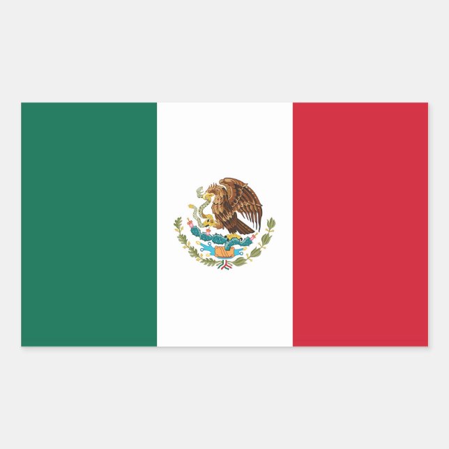 Adesivo Retangular Retângulo com Bandeira do México (Frente)