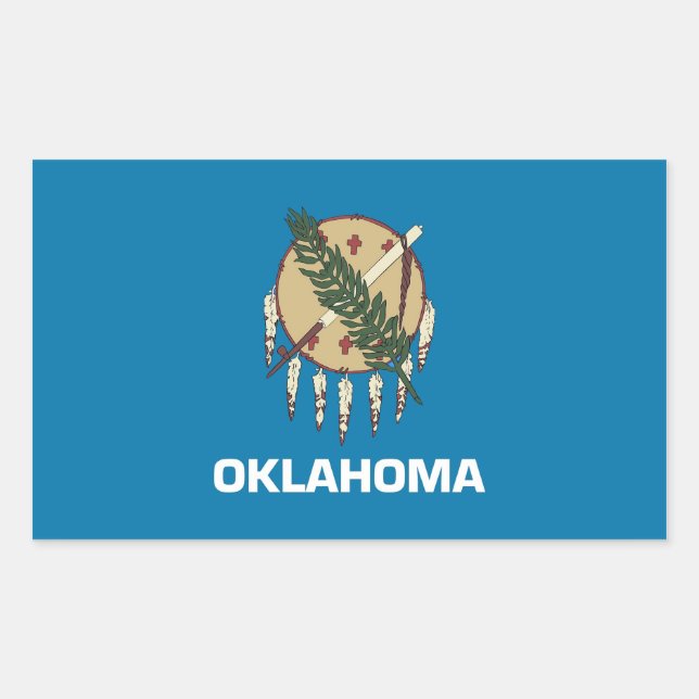 Adesivo Retangular Retângulo com Flag de Oklahoma, EUA (Frente)