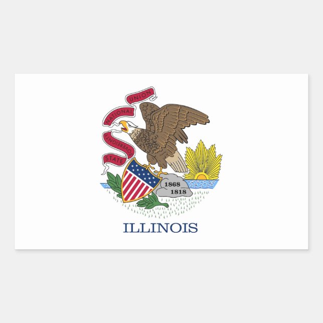Adesivo Retangular Retângulo com Flag of Illinois, EUA (Frente)