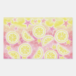 Adesivo Retangular Retângulo cor-de-rosa com limonada