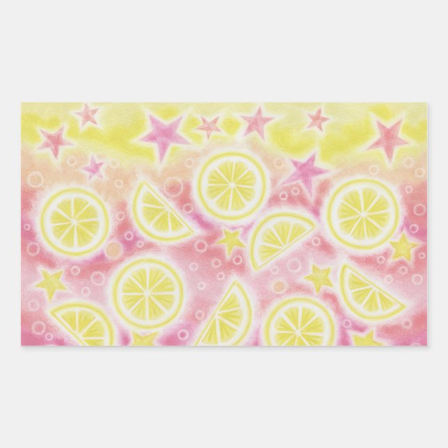 Adesivo Retangular Retângulo cor-de-rosa com limonada (Frente)