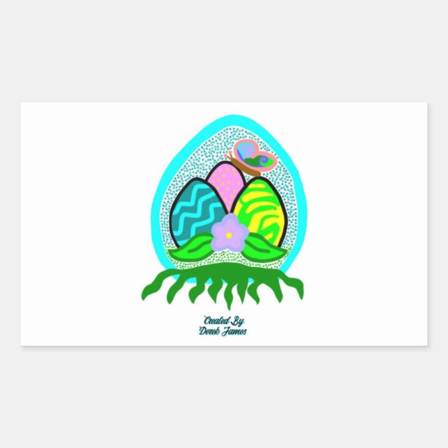 Adesivo Retangular Retângulo de Ovos de Páscoa Delicioso (Frente)
