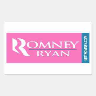 Adesivo Retangular Retângulo rosa do logotipo Romney Ryan