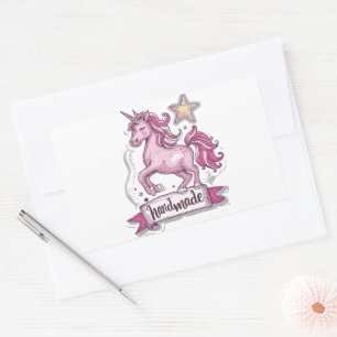 Adesivo Retangular Retângulo Stickers Unicorn e a inscrição,,H