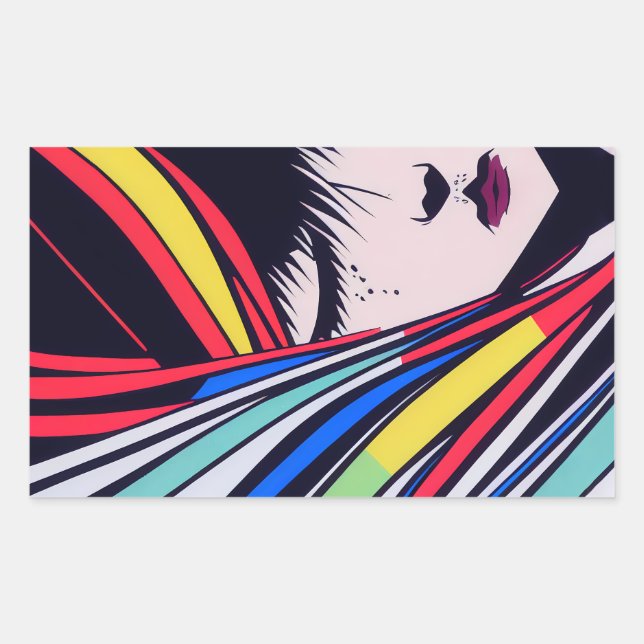 Adesivo Retangular Retrato animado (Frente)