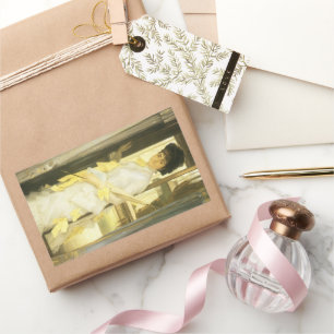 Adesivo Retangular Retrato de Miss Lloyd por Tissot, Vintage Retrait