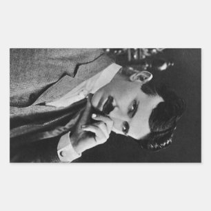 Adesivo Retangular Retrato de Nikola Tesla