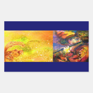 Adesivo Retangular RETRATO do FLUTIST/mascarada Venetian