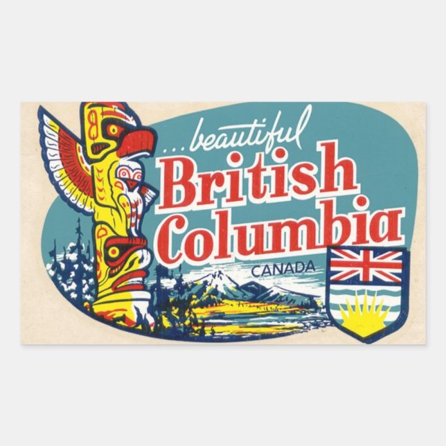 Adesivo Retangular Retro BeauBelely British Columbia Canada Sticker (Frente)