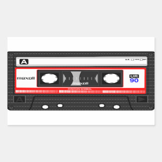 ADESIVO RETANGULAR RETRO CASSETTE FITA STICKER 70 80 90