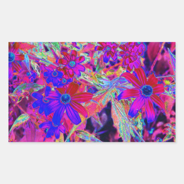 Adesivo Retangular Retro Crimson Psicodélico e Flores Selvagens Magen (Frente)