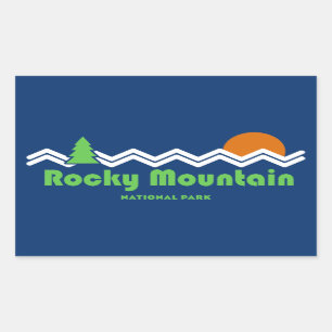 Adesivo Retangular Retro do Parque Nacional da Montanha Rocky