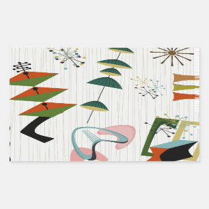 Adesivo Retangular Retro Eames-Era Atômica Inspirado