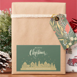 Adesivo Retangular Retro Verde da Casa de Natal | Personalização de I