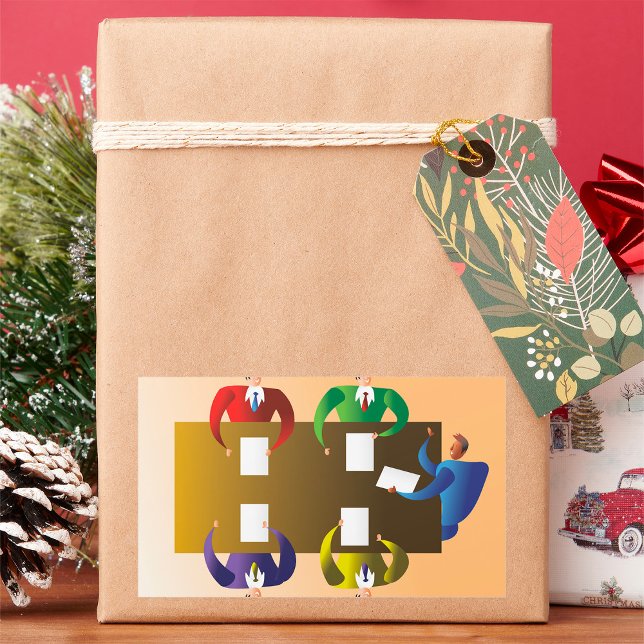 Adesivo Retangular Reunião de negócios (Criador carregado)