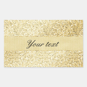 Adesivo Retangular Rico Faux Dourado Glitter Personalizado