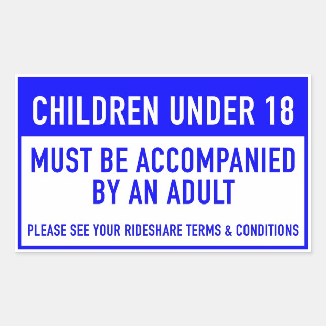 Adesivo Retangular Rideshare Minor Window Sticker (Frente)