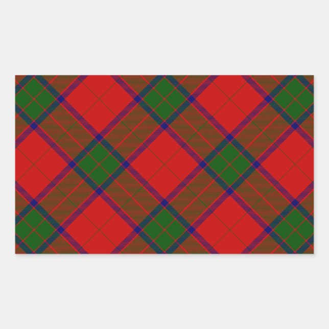 Adesivo Retangular Robertson tartan xadrez verde vermelha (Frente)