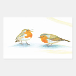 Adesivo Retangular Robins vermelhos no inverno