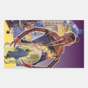 Adesivo Retangular Robô de ficção científica com olhais a laser