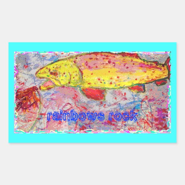 Adesivo Retangular rock do arco-íris (Frente)