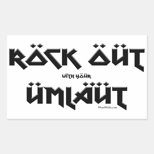 Adesivo Retangular Rock Out com seu Umlaut (Frente)