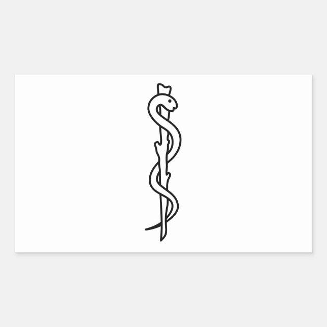 Adesivo Retangular Rod de Asclepius [símbolo médico] (Frente)