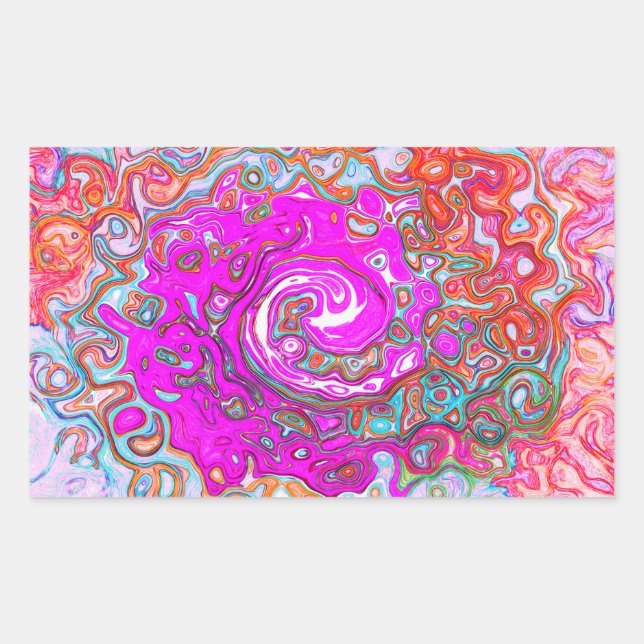 Adesivo Retangular Rodeio Abstrato Groovy Roxo e Laranja em Espiral (Frente)