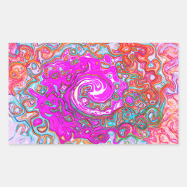 Adesivo Retangular Rodovalho Abstrato da Groovy Roxo e Laranja