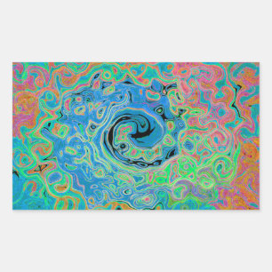 Adesivo Retangular Rolha de Abstrato com rolha azul de aquarela com r