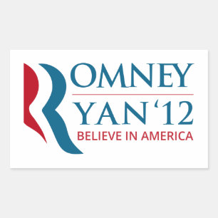 Adesivo Retangular Romney/Ryan 2012 para o presidente dos E.U. e o VP