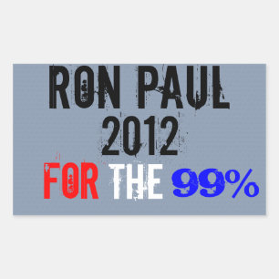 Adesivo Retangular Ron Paul 2012, Para Os 99%