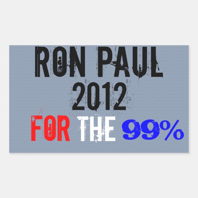 Adesivo Retangular Ron Paul 2012, Para Os 99% (Frente)