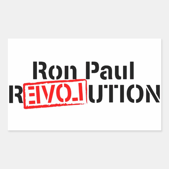 Adesivo Retangular Ron Paul Revolution Continua (Frente)
