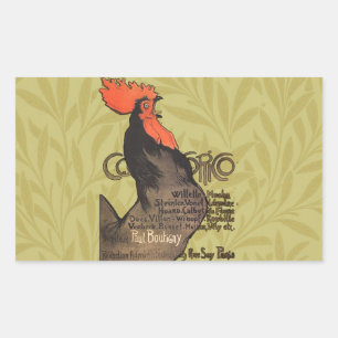 Adesivo Retangular Rooster Steinlen Cocorico Arte Francesa