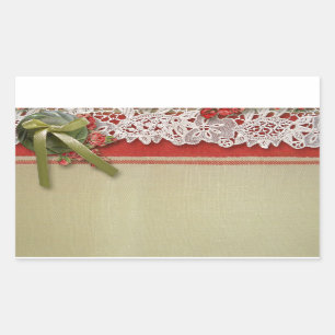 Adesivo Retangular Rosa Antiga Renda Rustico Vermelho Veludo Burlap