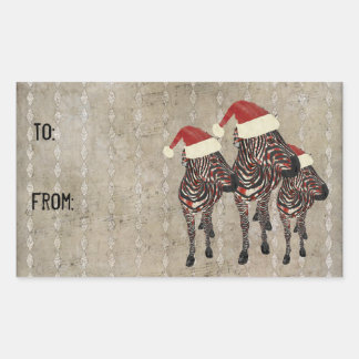 Adesivo Retangular Rosa de Festiva Zebras Gift Sticker